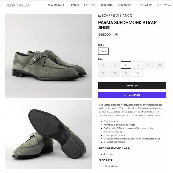 $795 Scarpe DI BIANCO Treviso Monkstrap 10 M Grey Suede SC542 * add $15 Trees main image 12